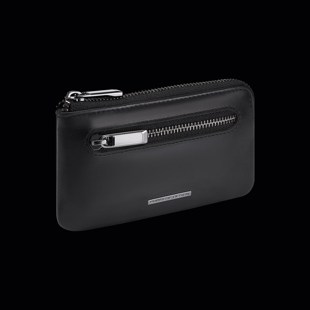 Porsche Design Schlüsseletui mit Reißverschluss Leder Schwarz 