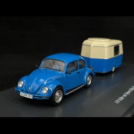 Volkswagen VW Beetle 1600i with Eriba Puck trailer 1970 Blue / Cream White 1/43 Schuco 450268300