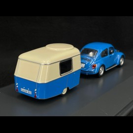 Volkswagen VW Beetle 1600i with Eriba Puck trailer 1970 Blue / Cream White 1/43 Schuco 450268300