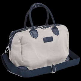 Maserati Classiche Reisetasche Boston bag Leinentasche Beige / Marineblau MC700-150