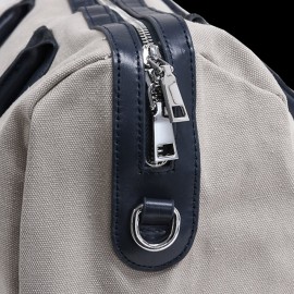 Maserati Classiche Reisetasche Boston bag Leinentasche Beige / Marineblau MC700-150