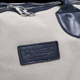 Maserati Classiche Reisetasche Boston bag Leinentasche Beige / Marineblau MC700-150