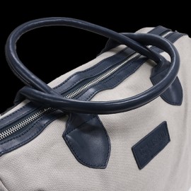 Maserati Classiche Reisetasche Boston bag Leinentasche Beige / Marineblau MC700-150