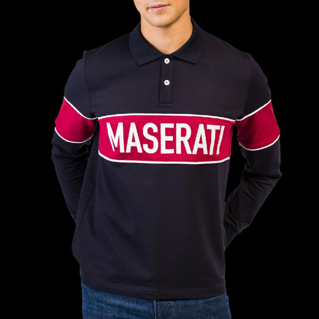 Maserati Classiche Polo shirt Long sleeves Navy blue Red MC102 500 men Elfershop