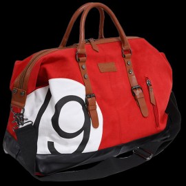 Maserati Classiche Reisetasche Boston bag Leinentasche Rot / Schwarz / Weiß MC701-600