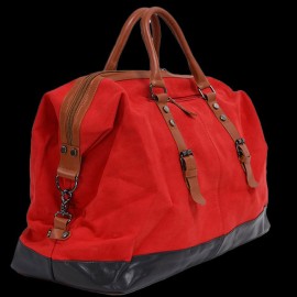 Maserati Classiche Reisetasche Boston bag Leinentasche Rot / Schwarz / Weiß MC701-600