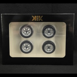 Set of 4 Wheels and rims for Porsche 924 from 1976 to 1988 Silver Metallic 1/18 KK Scale KKDCACC015