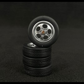 Set mit 4 Telefonfelgen und Reifen für Porsche 924 von 1976 bis 1988 Silber 1/18 KK Scale KKDCACC018
