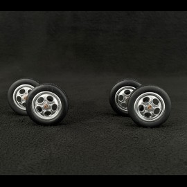 Set of 4 Wheels and Telefonfelge rims for Porsche 924 from 1976 to 1988 Silver Metallic 1/18 KK Scale KKDCACC018