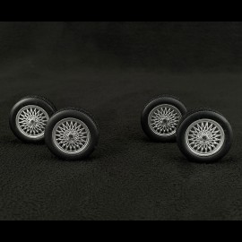 Set of 4 Wheels and Telefonfelge rims for Porsche 924 from 1979 to 1988 Silver Metallic 1/18 KK Scale KKDCACC026