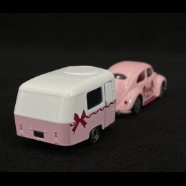 Volkswagen VW Beetle Flower Power with trailer Eriba Puck Pink 1/64 Majorette