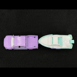 Toyota Hilux Revo with trailer and boat Purple / Green Aloha 1/64 Majorette