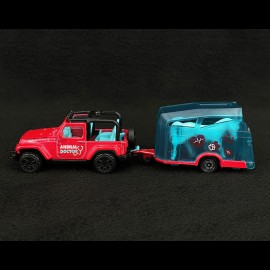 Jeep Wrangler mit Pferdeanhänger Rosa 1/64 Majorette