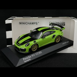 Porsche 911 GT2 RS Type 991 Weissach Package 2018 Signalgrün / Schwarze Streifen 1/43 Minichamps 413067283