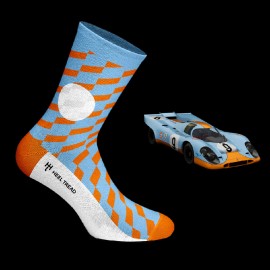 Porsche 917 Gulf / Ford GT 40 Le Mans Inspiration socks Blue / Grey / White - unisex - Size 41/46