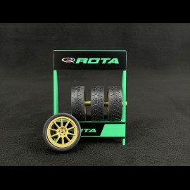 Set of 4 Wheels and ROTA rims for Porsche Gold 1/18 Ixo Models 18SET005W