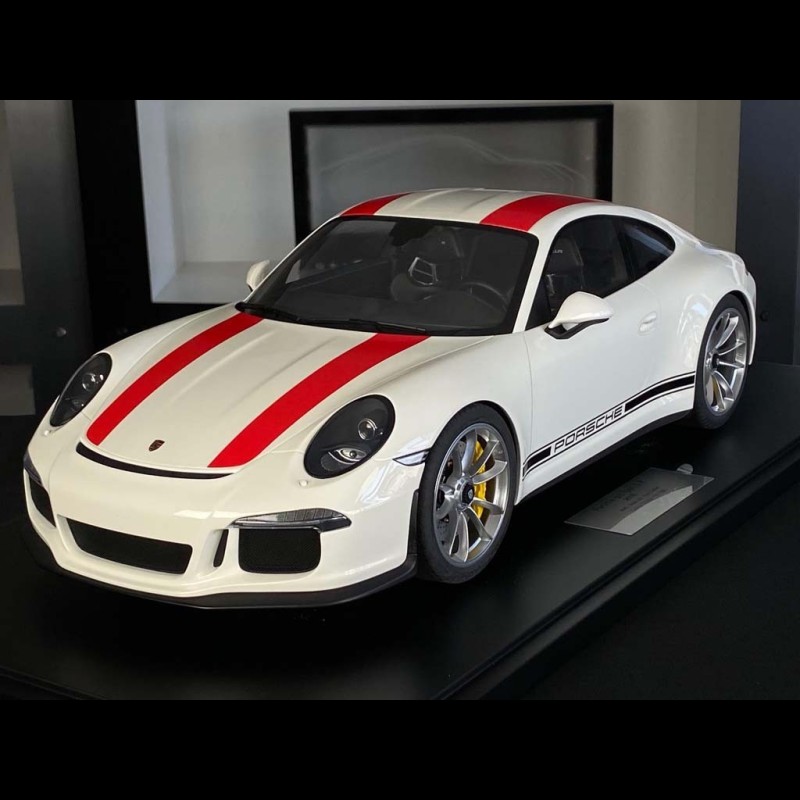 1/43 Porsche 911 R 2016MY ホワイト&レッドストライプ Porsche 911 R Type 991 2016 Pure White with red stripes 1/8