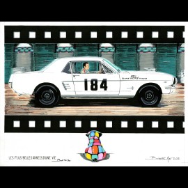 Ford Mustang 184 "Les plus belles années d'une vie" Bull the Dog Reproduktion eines Originalgemäldes von Bixhope Art