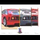 Ferrari F40 "Diva" Bull the Dog Reproduktion eines Originalgemäldes von Bixhope Art