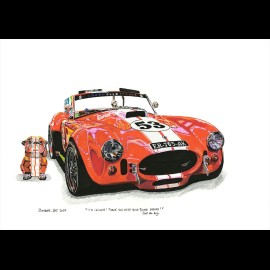 Shelby AC Cobra 427 Orange "I'm in Love" Bull the Dog Reproduktion eines Originalgemäldes von Bixhope Art