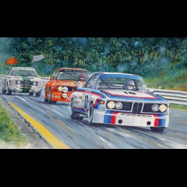 Poster BMW 3.0 CSL n° 10 & n° 21 24h Spa 1973 " Bataille fatale " von Benoît Deliège