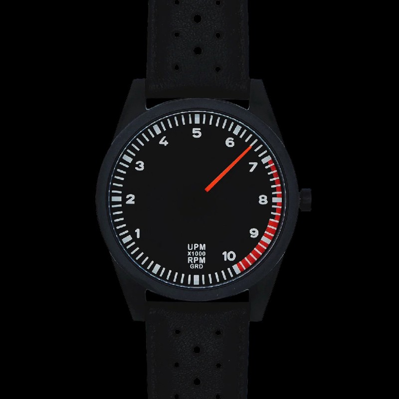 Tachometeruhr Ford RS 200 Cosworth Einzeiger 7000 rpm Schwarz / Schwarzes Armband