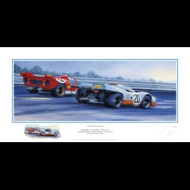 Poster Porsche 917K Gulf n° 20 & Ferrari 512S n° 16 24h Le Mans 1970 " Bataille de géants " by Benoît Deliège