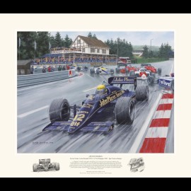 Poster Lotus-Renault 97T F1 n° 12 Ayrton Senna GP Belgium 1985 " Intouchable " by Benoît Deliège
