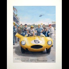 Poster Jaguar Type D n° 5 24h Le Mans 1956 " Dompter le fauve " by Benoît Deliège