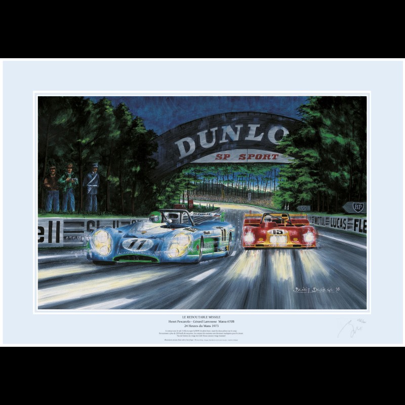 Poster Matra 670B n° 11 24h Le Mans 1973 " Redoutable missile " by Benoît Deliège