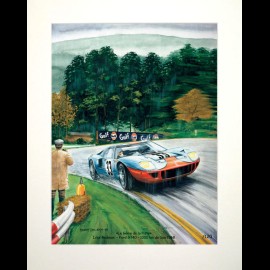 Poster Ford GT40 n° 33 Jacky Ickx 1000km Spa 1968 " Génie de la piste " by Benoît Deliège