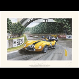 Poster Ferrari 500 TRC n° 28 24h Le Mans 1957 " Yellow Horse " by Benoît Deliège