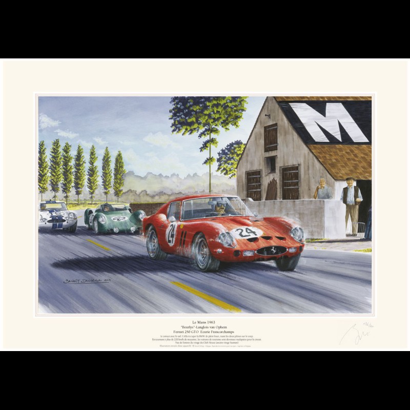 Poster Ferrari 250 GTO n° 24 24h Le Mans 1963 " Le Mans 1963 " von Benoît Deliège