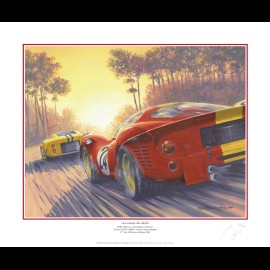 Poster Ferrari 330 P4 n° 24 24h Le Mans 1967 " La course du soleil " by Benoît Deliège