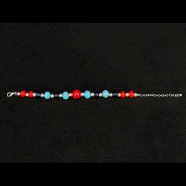 Martini Racing Inspiration Vallelunga Bracelet glass beads with silver chain - Sue Corfield
