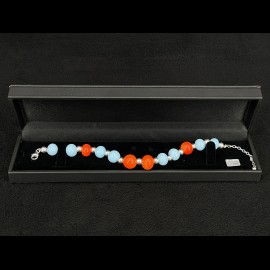 Gulf Racing Inspiration Le Mans Bracelet glass beads with silver chain - Sue Corfield