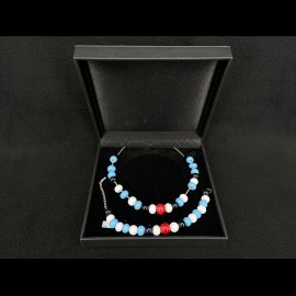 Martini Racing Inspiration Necklace and Bracelet Set Nürburg glass beads with silver chain - Sue Corfield