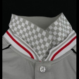 Gulf Polo Chequered Collar Diamond Earl Grey - men