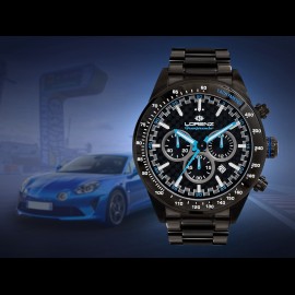 Motorsport Watch Granpremio Chronograph Steel Carbon Effect Black / Blue Racing with Special Box Helmet 030210BB