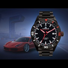 Automatikuhr Motorsport Granpremio Stahl Schwarz / Rot Racing mit Spezialbox Helm 030211AA