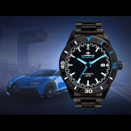 Motorsport Watch Granpremio Automatic Steel Black / Blue Racing with Special Box Helmet 030211BB