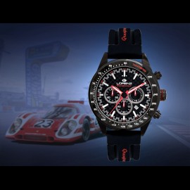 Motorsport Uhr Granpremio Chronograph Silocone Schwarz / Rot Racing mit Spezialbox Helm 030210CC