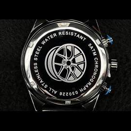 Motorsport Uhr Granpremio Chronograph Gelochtes Leder Schwarz / Blau Racing mit Spezialbox Helm 030226BB