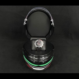 Motorsport Uhr Granpremio Chronograph Gelochtes Leder Schwarz / Rot Racing mit Spezialbox Helm 030226AA
