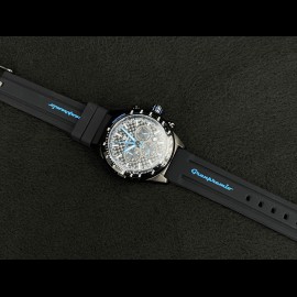 Motorsport Uhr Granpremio Chronograph Silikon Schwarz / Blau Racing mit Spezialbox Helm 030210DD