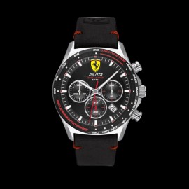 Ferrari Uhr Pilota Evo Chrono Schwarz Leder FE0830710