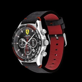Ferrari Uhr Pilota Evo Chrono Schwarz Leder FE0830710