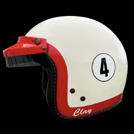 Helmet Clay Regazzoni Monza 1970 Cream / Red - Swiss flag on the visor