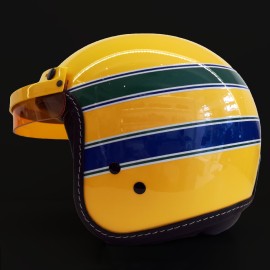 Helm Ayrton Senna McLaren F1 1988-1993 Gelb - Grüne un Blaue Streifen