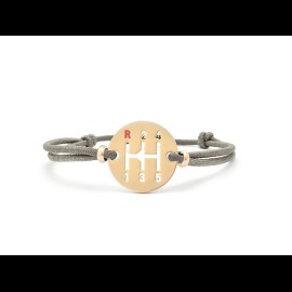 Gearbox Bracelet Gold finish Coloured cord Cashmere Beige Made in France
